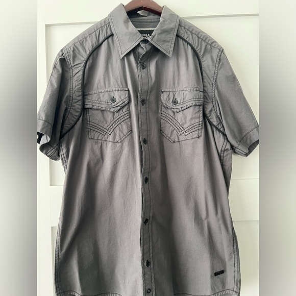 Buckle Black slim fit button down short sleeve size Large - Picture 1 of 4